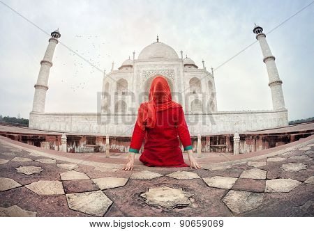 Woman In Taj Mahal