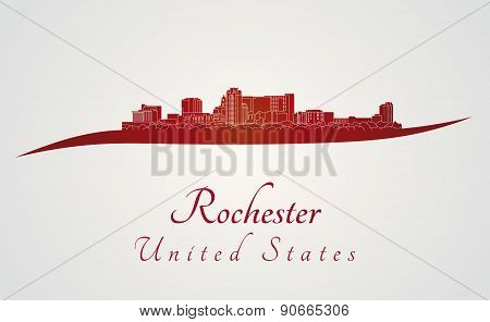 Rochester Mn Skyline In Red