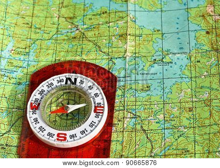 Compass On The Map.
