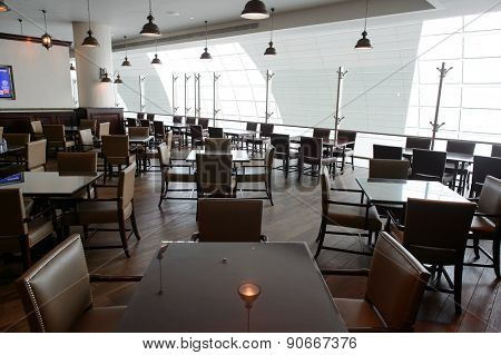 DUBAI, UAE - MARCH 10, 2015: DXB airport interior. Dubai International Airport is the primary airport serving Dubai, and is the world's busiest airport by international passenger traffic.