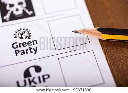 The Green Party On A Ballot Paper