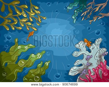 Worm Eye View Illustration of Colorful Marine Life