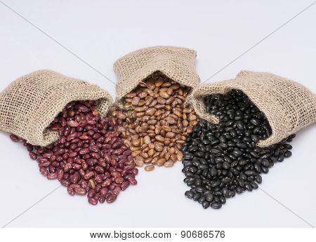 Kidney beans, pinto beans and black beans