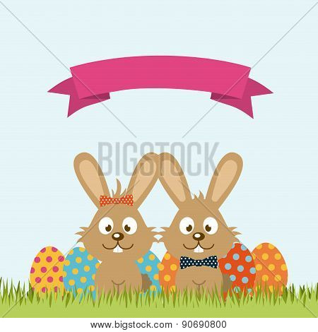 happy easter over sky background vector illustration