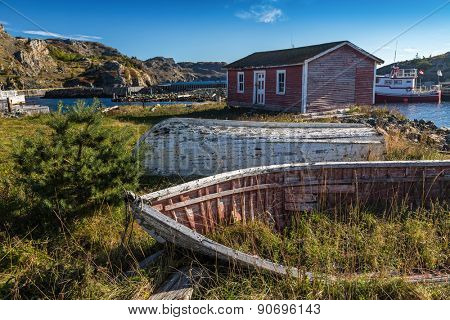 Old wooden boats in the town of Brigus, Newfoundland, Canada.