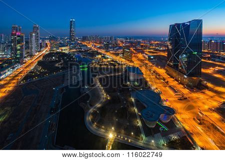 Centralpark At Night Incheon, South Korea