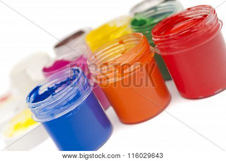 paint buckets in soft focus