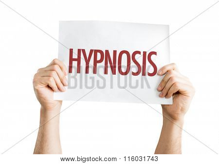 Hypnosis placard isolated on white