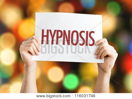 Hypnosis placard with bokeh background