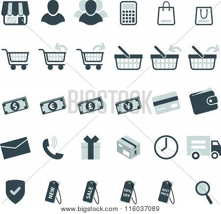 gray shopping icon set