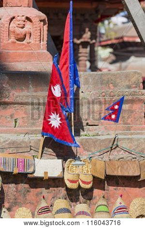 Sale By Nepalese Flags On The Square Darbar, Nepal.