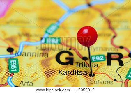 Karditsa pinned on a map of Greece
