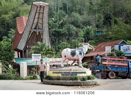 Statue Of The Spotted Buffalo In Rontepao