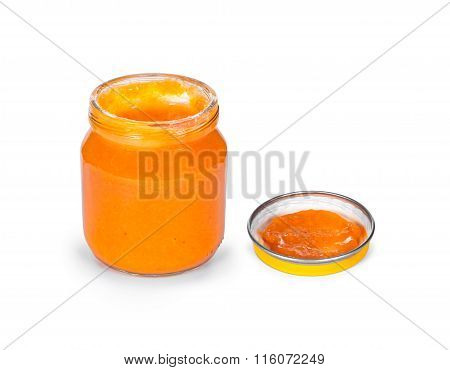 Glass Jar With Jam Isolated On White