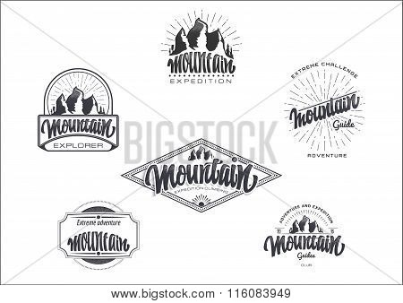 Mountain adventure and expedition insignia badges It can be used as a print on clothing, stamped bus