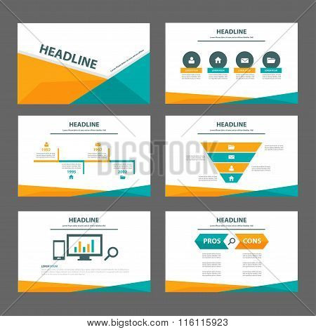 Green orange presentation templates ,Infographic elements flat design set