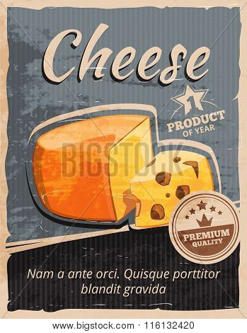 Vintage cheese vector poster