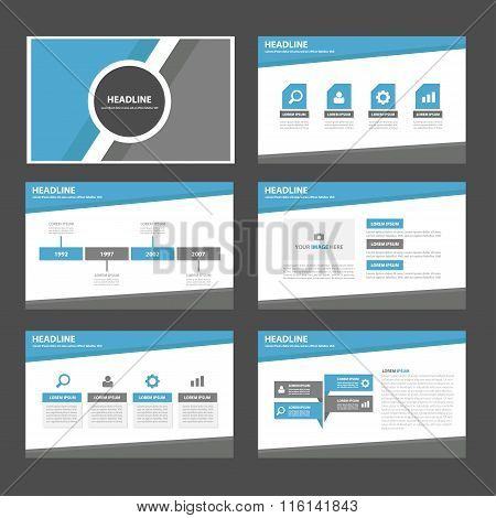 Blue and Black presentation templates Infographic elements flat design set