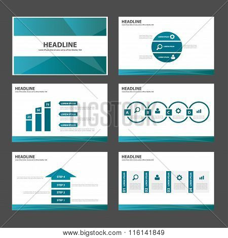 Blue abstract presentation templates Infographic elements flat design set