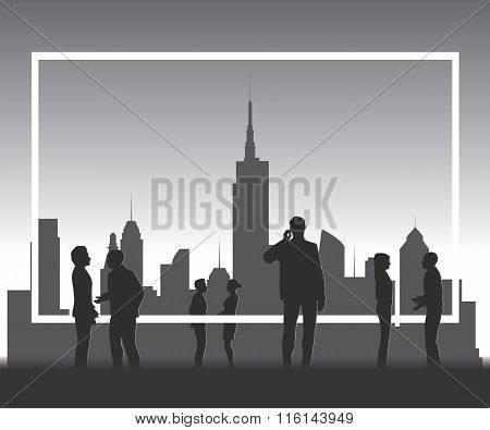 Silhouette People With Copyspace Frame.