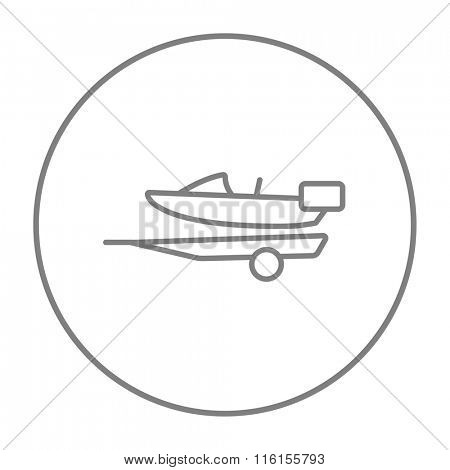 Boat on trailer for transportation line icon.