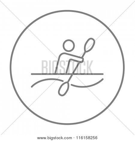 Man kayaking line icon.