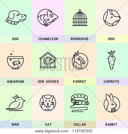 Set of line icons in the flat style.