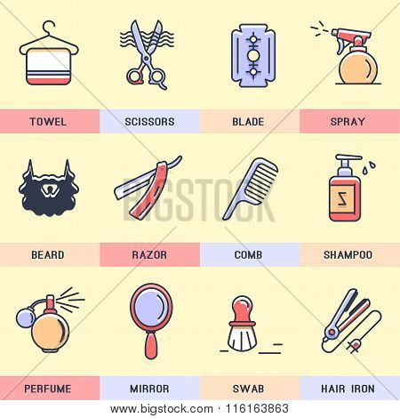 Set of line icons in the flat style.