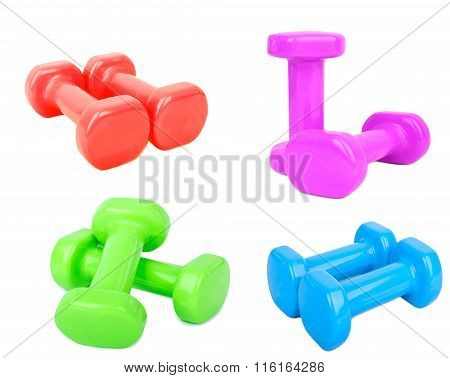 Blue Dumbbell Weights Isolated On White