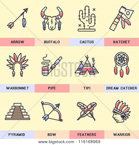 Set of vector, linear icons in a modern flat design.
