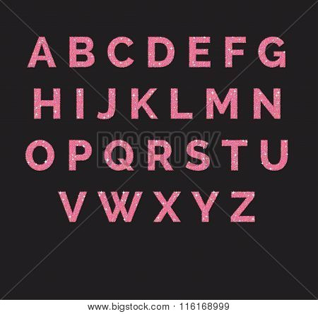 Stylized  sparkling pink glitter fancy latin abc alphabet. Use letters to make your own text.