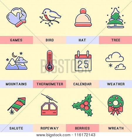 Set of vector icons in the flat style.