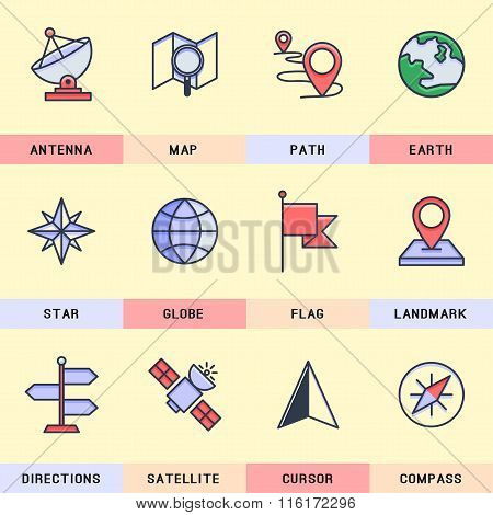Set of vector icons in the flat style.