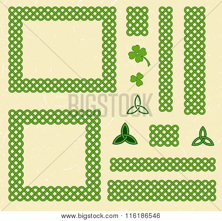 Green Celtic Style Frames And Elements