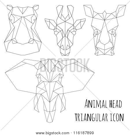 Animal head triangular icon-geometric  line design