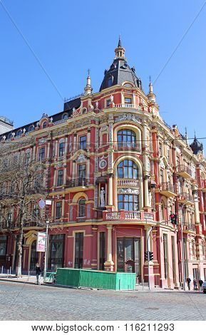 Old building in the neo-Renaissance style in Kyiv. The hotel 