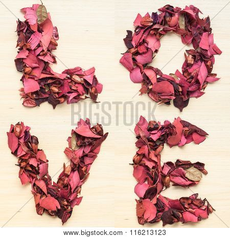 Love Alphanet Made From Dry Flower