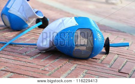 Equipment Fencing Mask And Foil  After  The Match