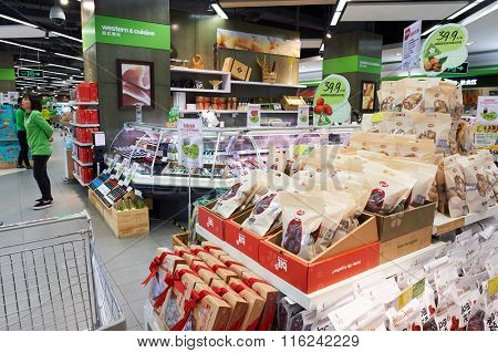 SHENZHEN, CHINA - JANUARY 23, 2016: interior of blt market in ShenZhen. blt an acronym of 