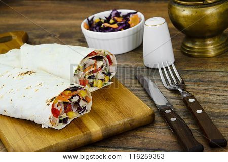 Shawarma Lavash with Chicken and Vegetables