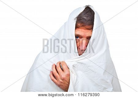 Face Of Man Partially Covered