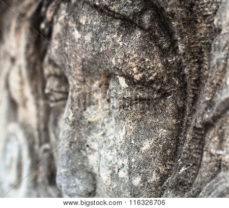 Woman's Face. Cemetery Sculpture. Close-up.