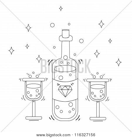 Linear minimalistic stylish champagne icon.