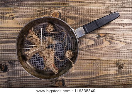 Sackcloth Voodoo Doll In Pan