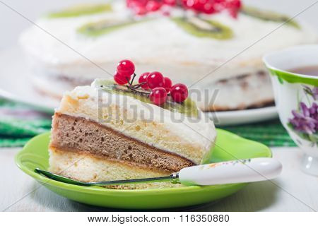 Cake With Cream Kiwi And Kalina