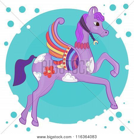 Beautiful flying horse with colored wings