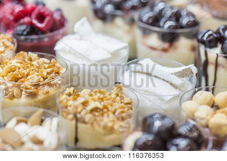 Mini Ice Cream With Various Colors In The Glasses