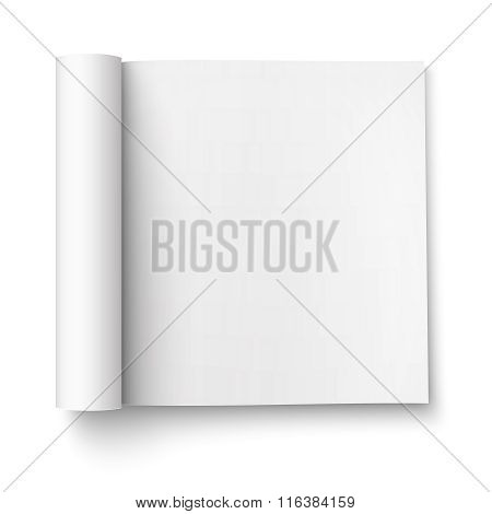 Blank open magazine template, square format.