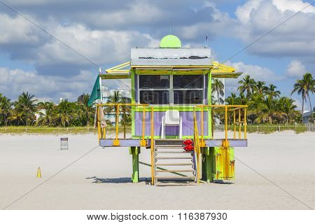 Beach Huts At The White Beach In South Beach, Miami
