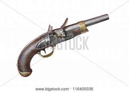 French Flint Pistol (gun) Of 19th Century